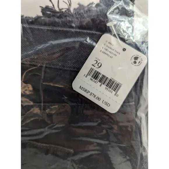 Free People Black Jeans Maggie Cropped Distressed We The Free - Picture 11 of 13